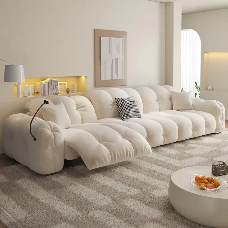 Electric Double White Sofas Soft Fillers Sleeping Italiano Floor Choice Sofa Living Room Divani Da Soggiorno Furniture Home - Image 2